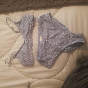 Xhiliration blue polka dot bikini size S